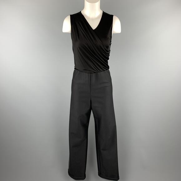 GIORGIO ARMANI Size 8 Black Draped Top Wide Leg Tuxedo Jumpsuit - Picture 1 of 1